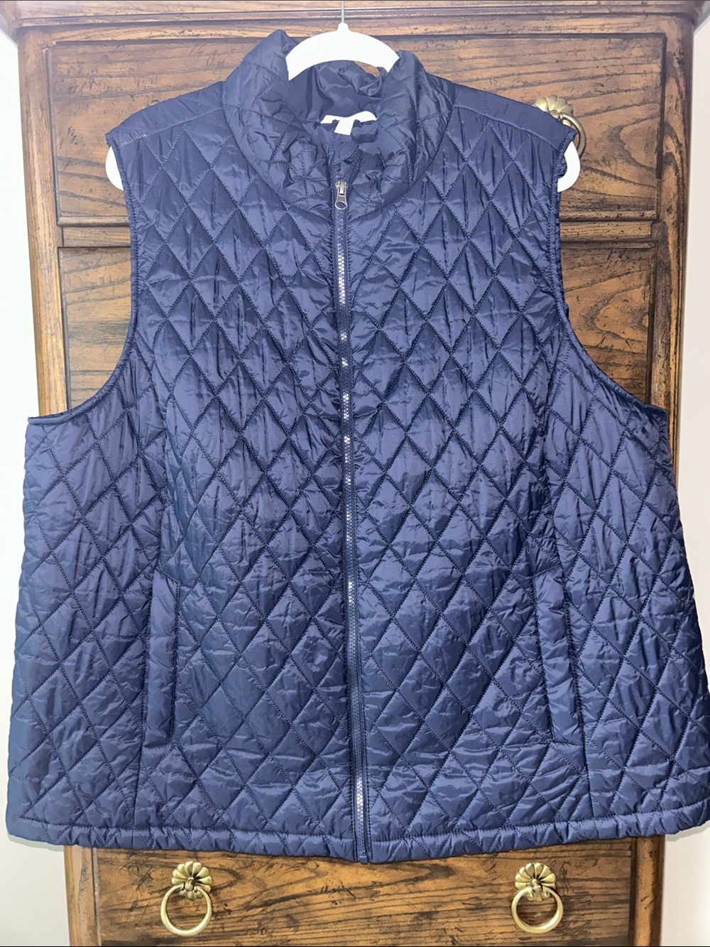 Time and Tru Women’s Quilted Vest in Navy Blue, Size 2X